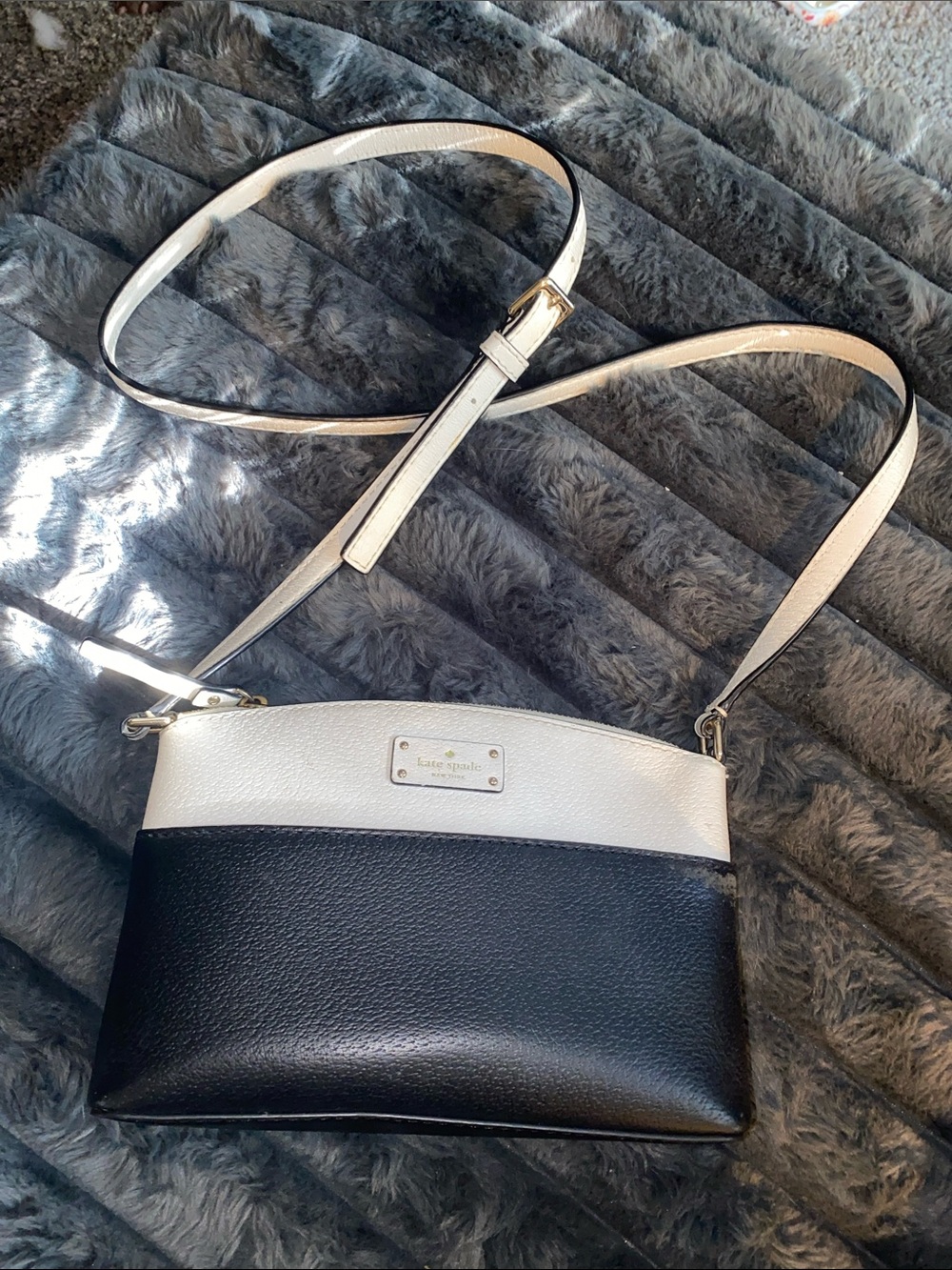 kate spade Black and White Two-Tone Leather Crossbody
